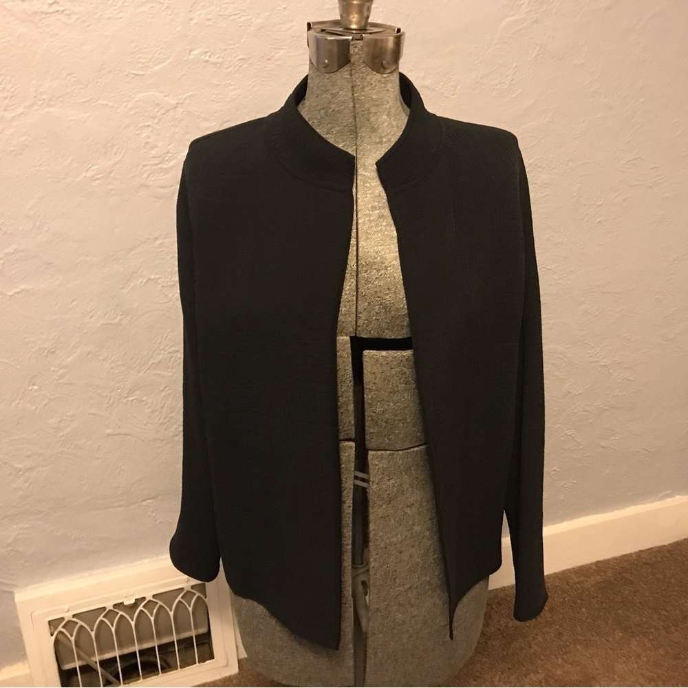 Eileen Fisher Black Open Silk/Rayon Blazer